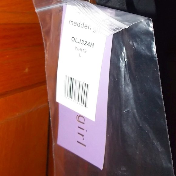 NWT Madden Girl WHITE w BlacK Fur Trim Hooded Quilted Winter Puffer Coat Parka L - Picture 10 of 12